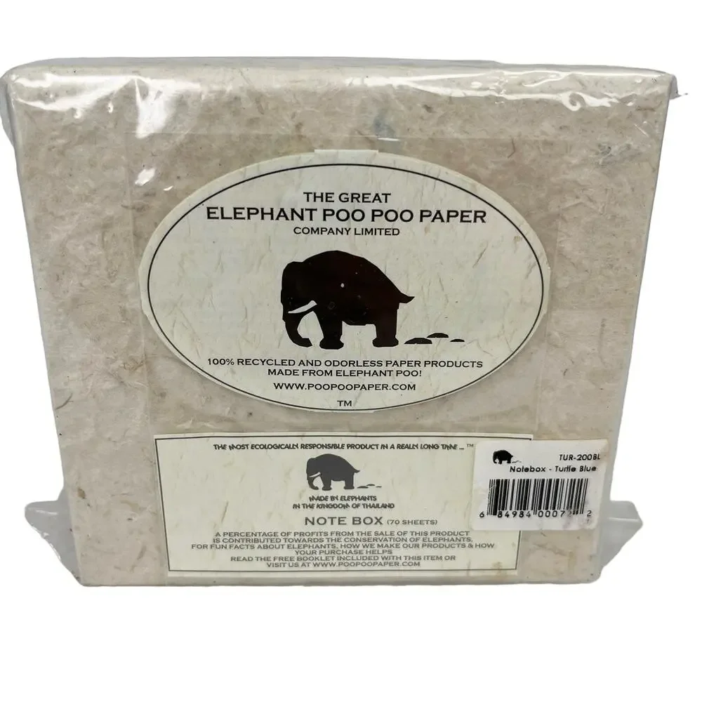 The Great Elephant Poo Poo Paper Blue Turtle Note Box New